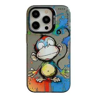 For iPhone 16 Pro Max Animal Pattern Oil Painting Series PC + TPU Phone Case(Happy Monkey)