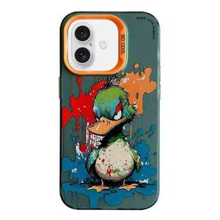 For iPhone 16 Plus Animal Pattern Oil Painting Series PC + TPU Phone Case(Angry Duck)