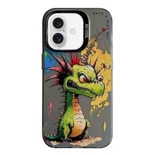 For iPhone 16 Plus Animal Pattern Oil Painting Series PC + TPU Phone Case(Dragon)