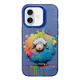 For iPhone 16 Plus Animal Pattern Oil Painting Series PC + TPU Phone Case(Sheep)