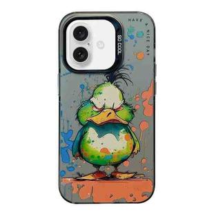 For iPhone 16 Plus Animal Pattern Oil Painting Series PC + TPU Phone Case(Wrath Duck)