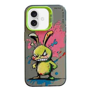 For iPhone 16 Plus Animal Pattern Oil Painting Series PC + TPU Phone Case(Rabbit)