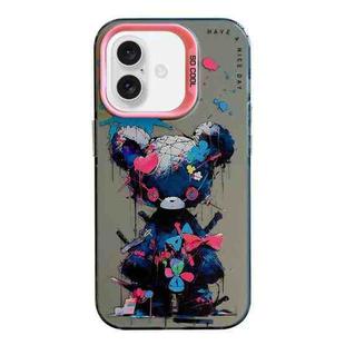 For iPhone 16 Plus Animal Pattern Oil Painting Series PC + TPU Phone Case(Tattered Bear)