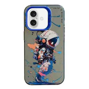 For iPhone 16 Plus Animal Pattern Oil Painting Series PC + TPU Phone Case(Tattered Astronaut)