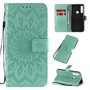 For Motorola Moto G Power Embossed Sunflower Pattern Horizontal Flip PU Leather Case with Holder & Card Slots & Wallet & Lanyard(Green)