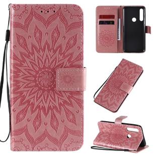 For Motorola Moto G Power Embossed Sunflower Pattern Horizontal Flip PU Leather Case with Holder & Card Slots & Wallet & Lanyard(Pink)