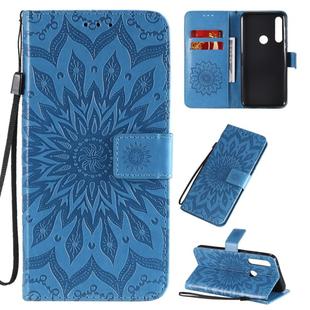 For Motorola Moto G Power Embossed Sunflower Pattern Horizontal Flip PU Leather Case with Holder & Card Slots & Wallet & Lanyard(Blue)