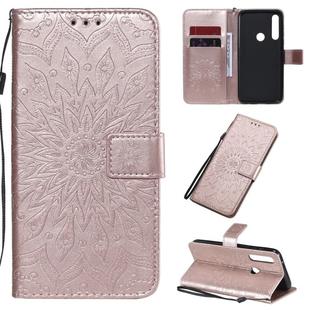 For Motorola Moto G Power Embossed Sunflower Pattern Horizontal Flip PU Leather Case with Holder & Card Slots & Wallet & Lanyard(Rose Gold)