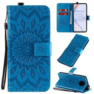 For Xiaomi Redmi K30 Pro Embossed Sunflower Pattern Horizontal Flip PU Leather Case with Holder & Card Slots & Wallet & Lanyard(Blue)