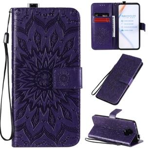 For Xiaomi Redmi K30 Pro Embossed Sunflower Pattern Horizontal Flip PU Leather Case with Holder & Card Slots & Wallet & Lanyard(Purple)