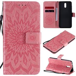 For Nokia 2.3 Embossed Sunflower Pattern Horizontal Flip PU Leather Case with Holder & Card Slots & Wallet & Lanyard(Pink)