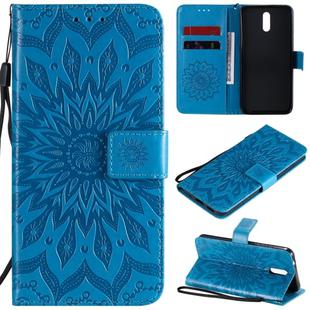 For Nokia 2.3 Embossed Sunflower Pattern Horizontal Flip PU Leather Case with Holder & Card Slots & Wallet & Lanyard(Blue)