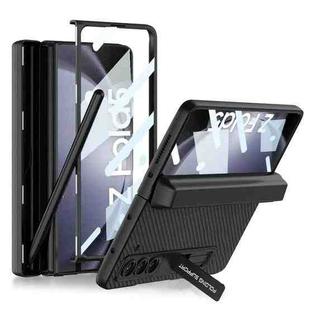 For Samsung Galaxy Z Fold5 GKK Integrated Magnetic Flip Plain Leather Phone Case with Pen Box(Carbon Fiber)