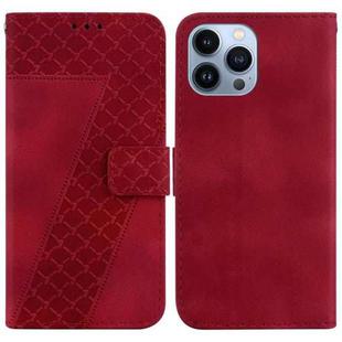 For iPhone 15 Pro Max 7-shaped Embossed Leather Phone Case(Red)