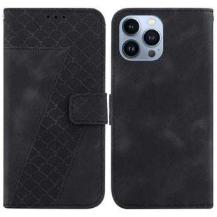 For iPhone 15 Pro Max 7-shaped Embossed Leather Phone Case(Black)