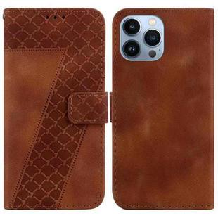 For iPhone 15 Pro 7-shaped Embossed Leather Phone Case(Brown)