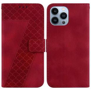 For iPhone 15 Pro 7-shaped Embossed Leather Phone Case(Red)