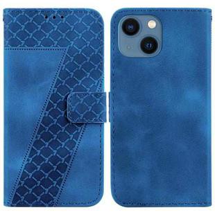 For iPhone 15 7-shaped Embossed Leather Phone Case(Blue)