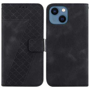 For iPhone 15 7-shaped Embossed Leather Phone Case(Black)