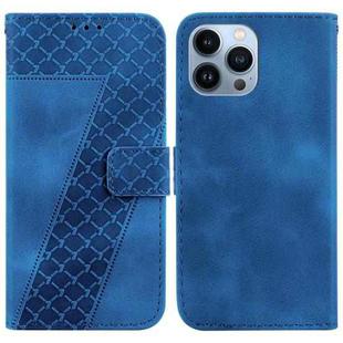 For iPhone 14 Pro Max 7-shaped Embossed Leather Phone Case(Blue)