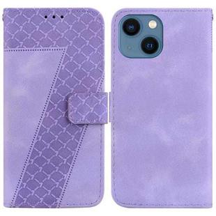 For iPhone 13 mini 7-shaped Embossed Leather Phone Case(Purple)