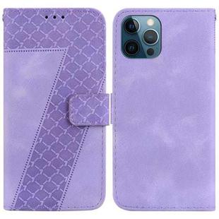 For iPhone 12 Pro Max 7-shaped Embossed Leather Phone Case(Purple)