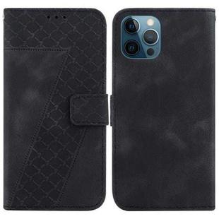 For iPhone 12 Pro Max 7-shaped Embossed Leather Phone Case(Black)