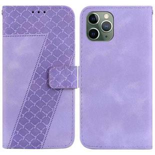 For iPhone 11 Pro Max 7-shaped Embossed Leather Phone Case(Purple)