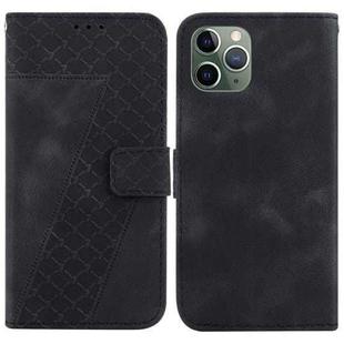 For iPhone 11 Pro Max 7-shaped Embossed Leather Phone Case(Black)