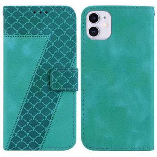 For iPhone 11 7-shaped Embossed Leather Phone Case(Green)