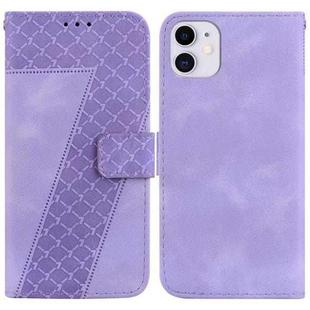 For iPhone 11 7-shaped Embossed Leather Phone Case(Purple)