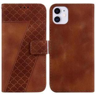 For iPhone 11 7-shaped Embossed Leather Phone Case(Brown)