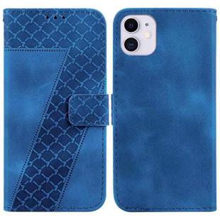 For iPhone 11 7-shaped Embossed Leather Phone Case(Blue)
