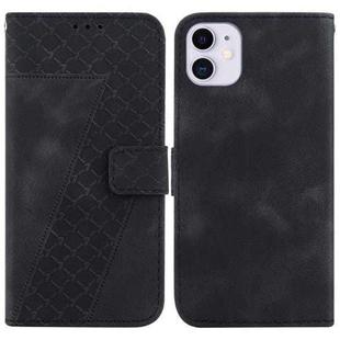 For iPhone 11 7-shaped Embossed Leather Phone Case(Black)
