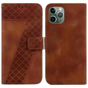 For iPhone 11 Pro 7-shaped Embossed Leather Phone Case(Brown)