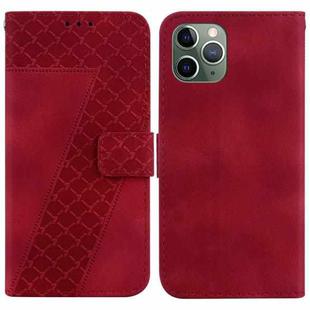 For iPhone 11 Pro 7-shaped Embossed Leather Phone Case(Red)