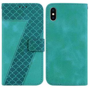 For iPhone X / XS 7-shaped Embossed Leather Phone Case(Green)
