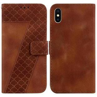 For iPhone X / XS 7-shaped Embossed Leather Phone Case(Brown)