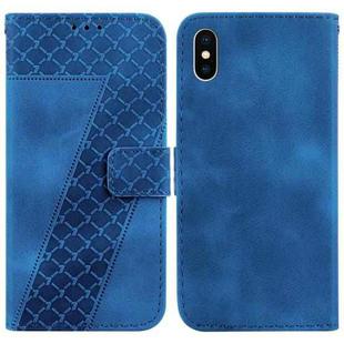 For iPhone X / XS 7-shaped Embossed Leather Phone Case(Blue)