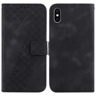 For iPhone X / XS 7-shaped Embossed Leather Phone Case(Black)