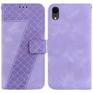 For iPhone XR 7-shaped Embossed Leather Phone Case(Purple)