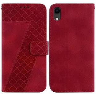 For iPhone XR 7-shaped Embossed Leather Phone Case(Red)