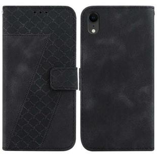 For iPhone XR 7-shaped Embossed Leather Phone Case(Black)