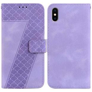 For iPhone XS Max 7-shaped Embossed Leather Phone Case(Purple)