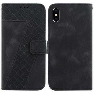 For iPhone XS Max 7-shaped Embossed Leather Phone Case(Black)