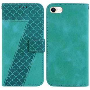 For iPhone SE 2022/SE 2020/8/7 7-shaped Embossed Leather Phone Case(Green)