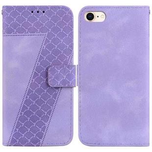 For iPhone SE 2022/SE 2020/8/7 7-shaped Embossed Leather Phone Case(Purple)
