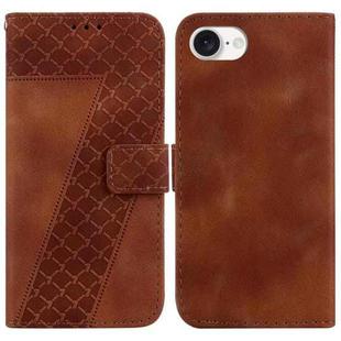 For iPhone SE 2024 7-shaped Embossed Leather Phone Case(Brown)