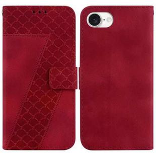 For iPhone SE 2024 7-shaped Embossed Leather Phone Case(Red)