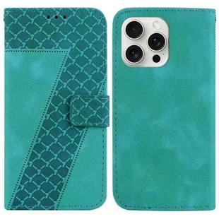 For iPhone 16 Pro Max Seven-shaped Embossed Leather Phone Case(Green)